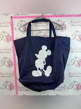 Disney tote bag mouse Navy Blue Tote Bag with White Silhouette of Mickey Mouse